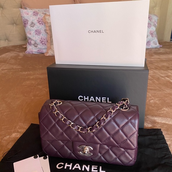 Classic Flap Dark Purple Quilted Rectangular Mini - Picture 13 of 16